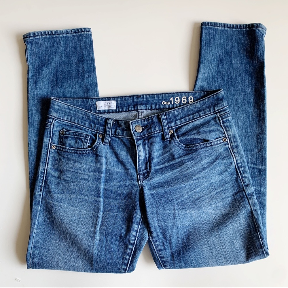 Gap Always Skinny Ankle Jeans Medium Wash Size 27 Classic Comfort Style